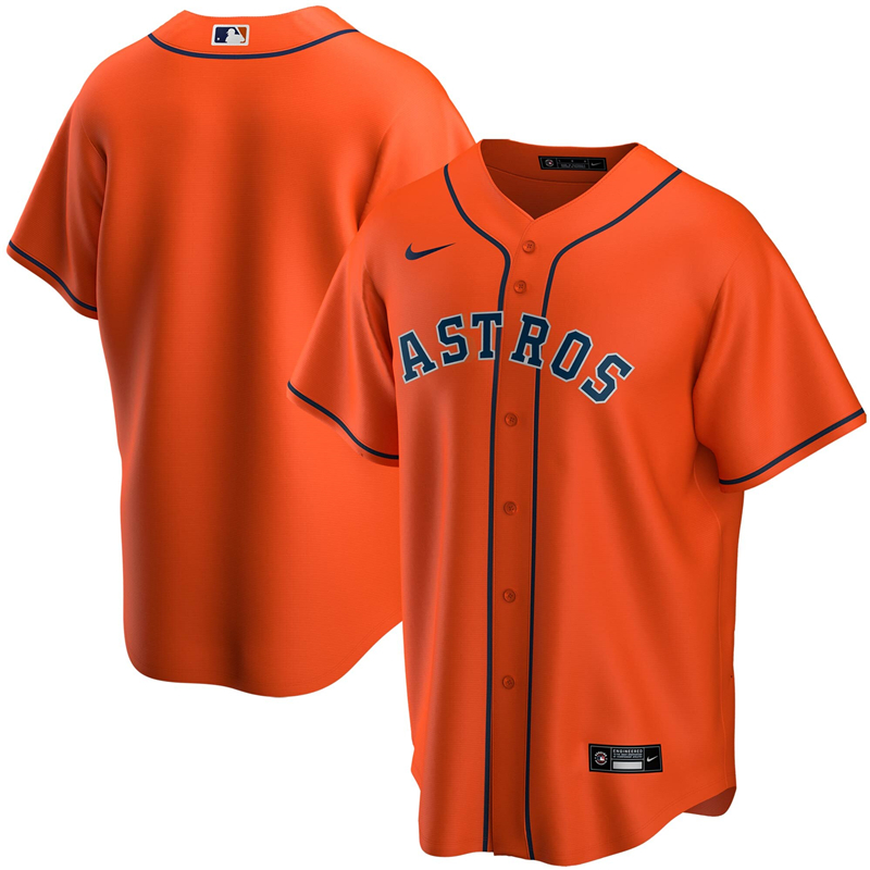 2020 MLB Men Houston Astros Nike Orange Alternate 2020 Replica Team Jersey 1->customized mlb jersey->Custom Jersey